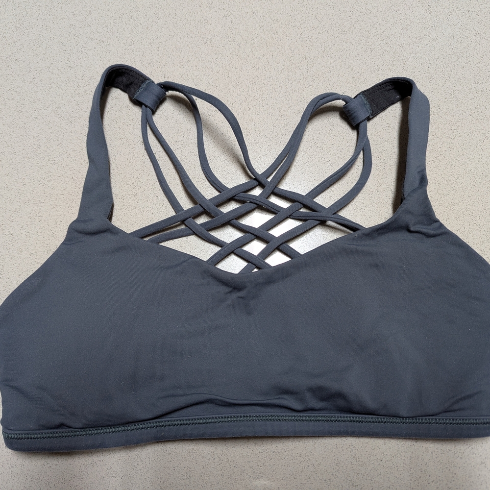 Women's Gray Strappy Sports Bra